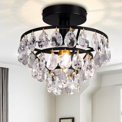 CLAIRDAI Modern Small Crystal Ceiling Light Fixture