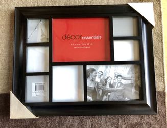 Picture frame for 8 photos, black wood