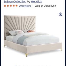 Eclipse Velvet Full Bed In Cream 
