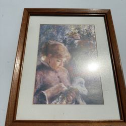 Framed Renoir Art Print – Woman with Flowers (Vintage Style)