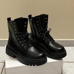 Shein Women Black Combat Boots Size 6 