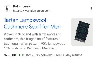 Ralph Lauren Polo-Tartan Lambswool-Cashmere Scarf