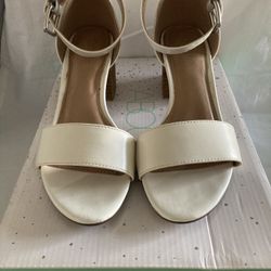White Chunky Heel with Ankle Straps