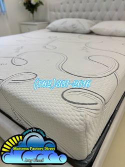 King organic visco blue gel mattress and Boxspring new set cama Bonita