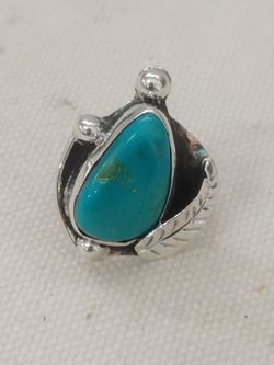 Native American Navajo Sleeping Beauty Turquoise Sterling Silver Ring