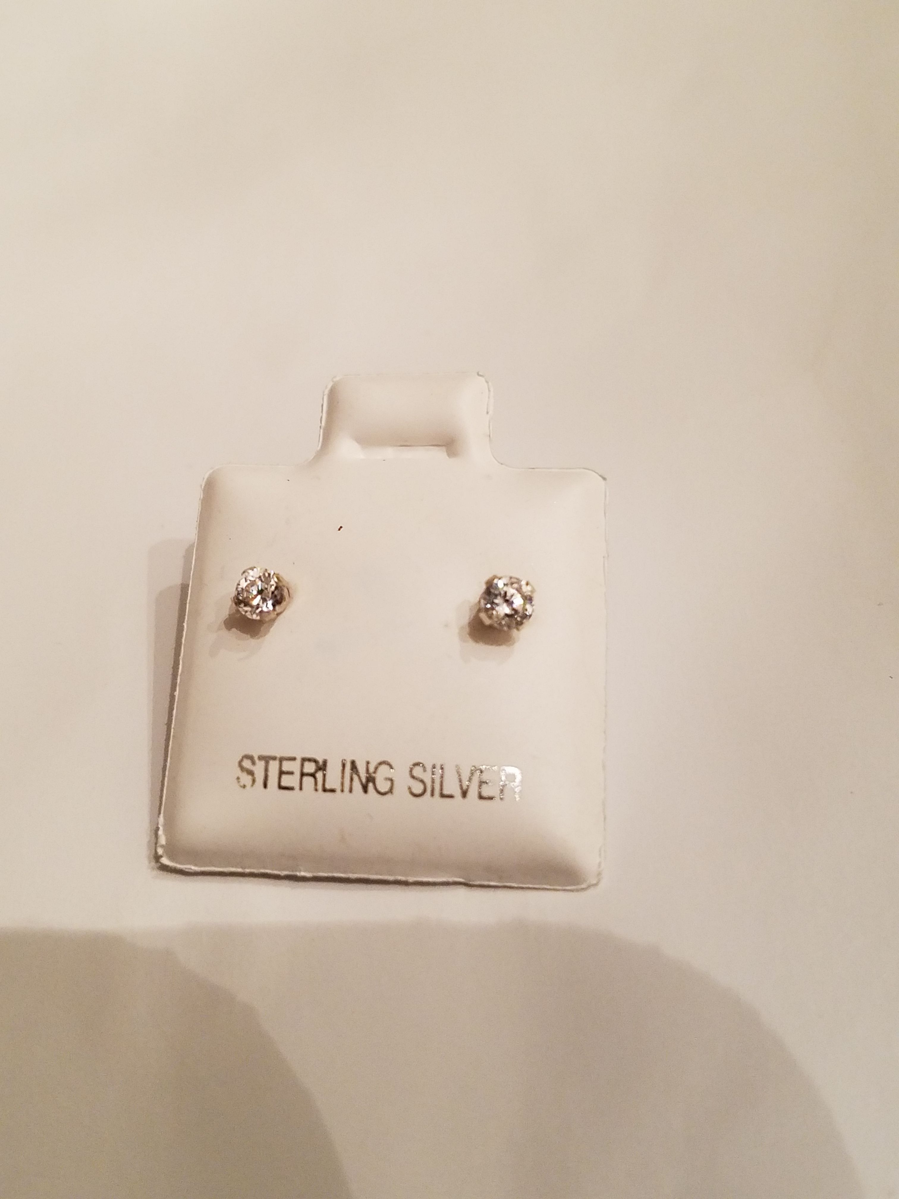 Sterling silver stud earrings with clear stones not diamonds