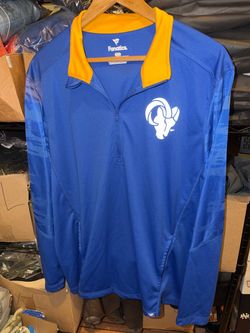 Los Angeles Rams Fanatics Quarter Zip Blue / Yellow 3M LAR logo Longsleeve Sz Large