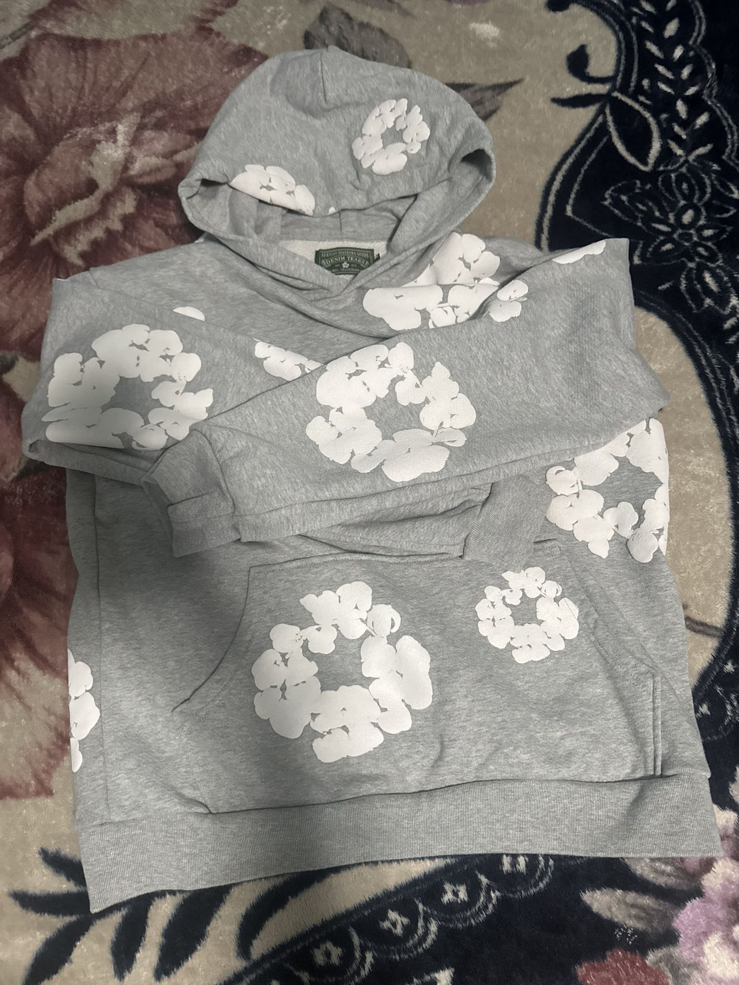 Grey Denim Tear Hoodie