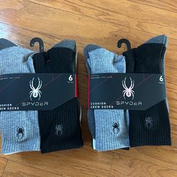 NWT Spyder men’s Cushion Crew Socks 12 pairs