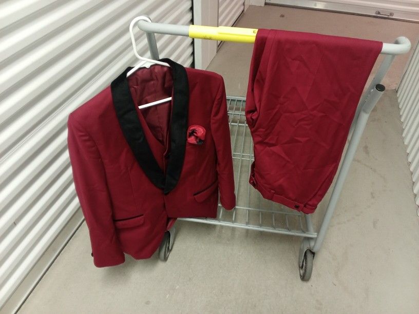 Red Three Piece Men's Tailor Made Suit