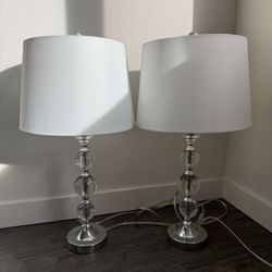 26” Table Lamps Crystal Clear/Chrome (Set of 2)
