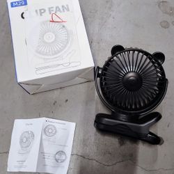 KIDEE Portable Clip on Fan, Small Desk Fan Battery Operated, 360° Rotation, Cute Design, 3 Speed, Mini Table Fan USB Rechargeable, Personal Cooling Ba