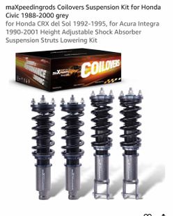 maXpeedingrods Coilovers Suspension Kit for Honda Civic 1 grey for Honda CRX del Sol 1, for Acura Integra 1 Height Adjustable 