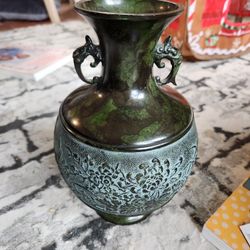 Heavy Brass Or Bronze Covered Vase
