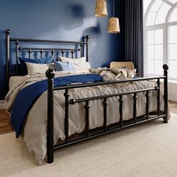 Vintage style black metal bed fram