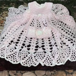 Baptism Style Dress, Extra Long, Pink