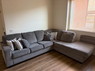 Gray Fabric Sectional Sofa with Chaise and Grey recliner