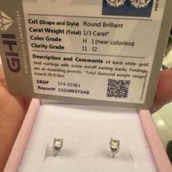 Diamond Earrings 1/3 Carat