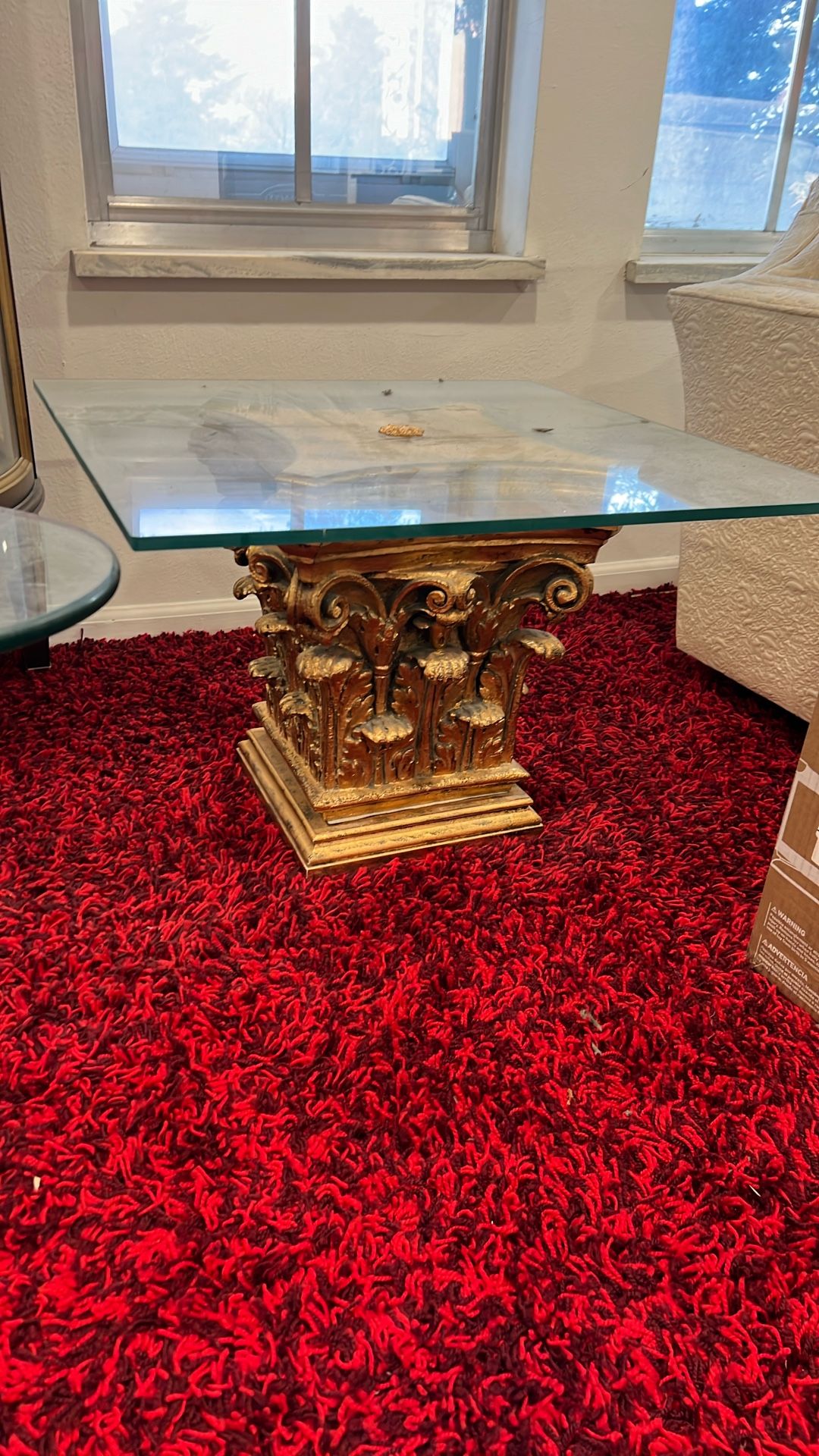 Vintage 1970 coffee table with glass top