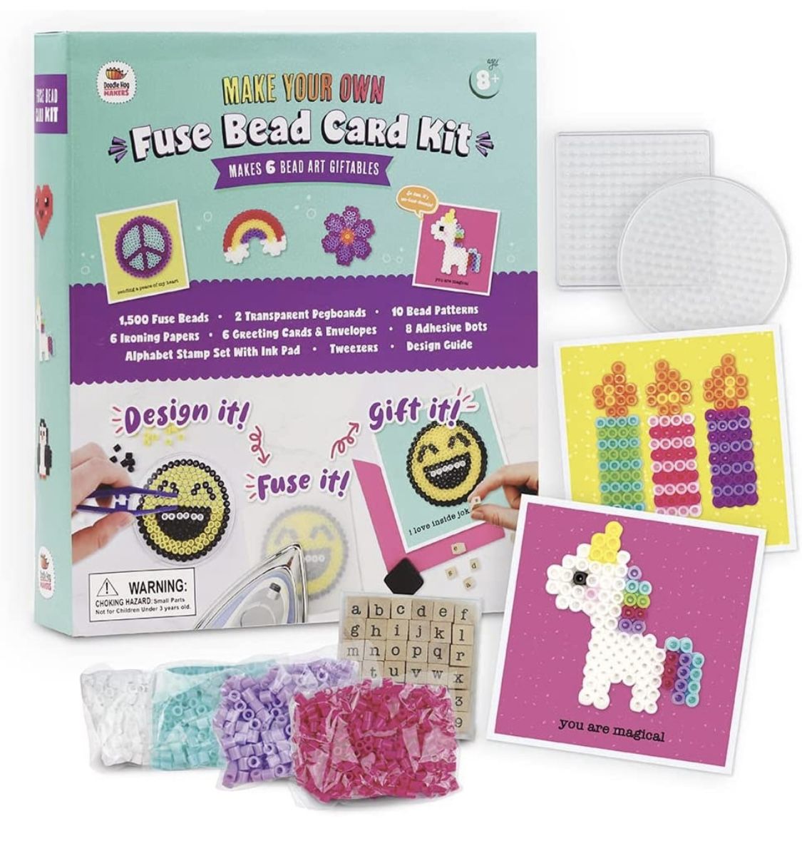 New - Unicorn Iron On Fuse Bead DIY Greeting Card Kit