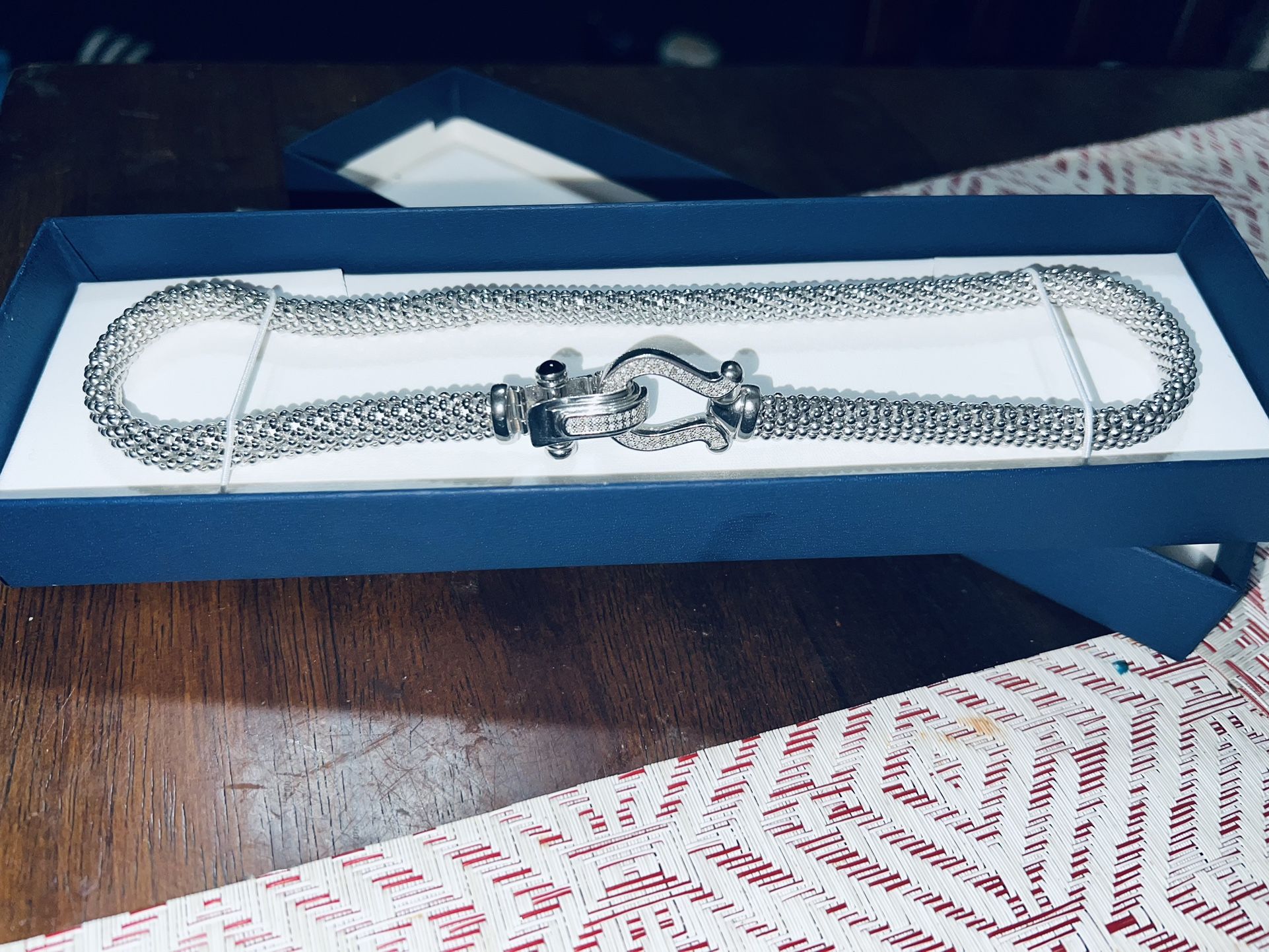 Diamond Horseshoe Necklace in Italian Sterling Silver