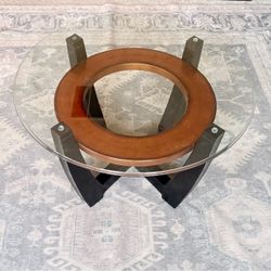 Wood Coffee Table with Glass Top