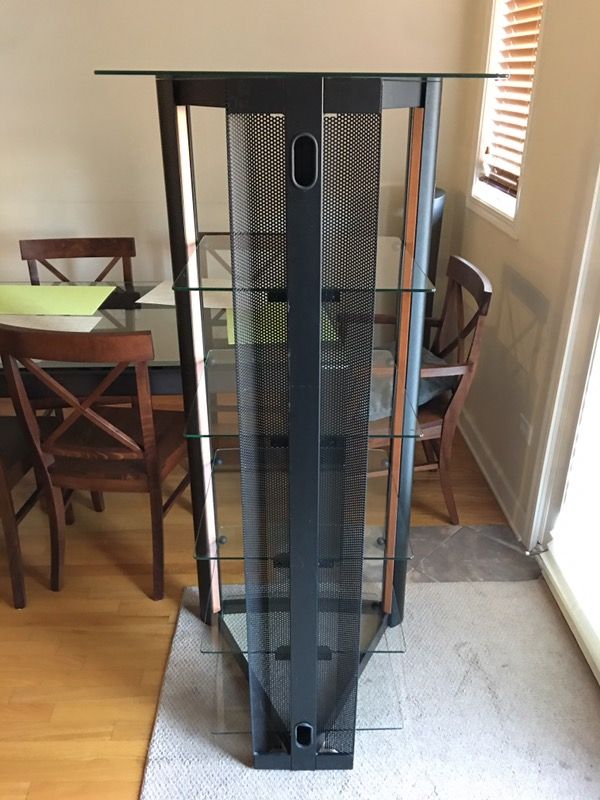 BELLO Audio Video Tower with 5 Removable Glass Shelving for Sale in