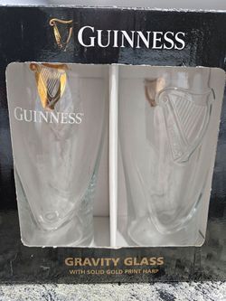 Guinness Gravity Glass with Solid Gold Print Harp