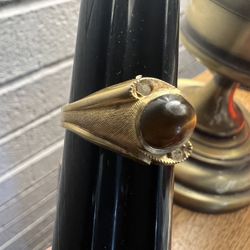 Vintage Men’s Gold Filled Ring With Brown Ring