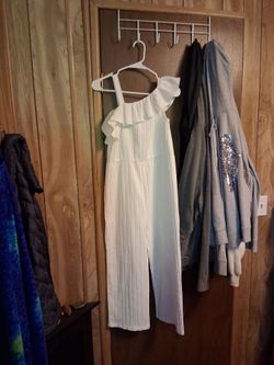 White Ruffle Jumpsuit with Wide Leg