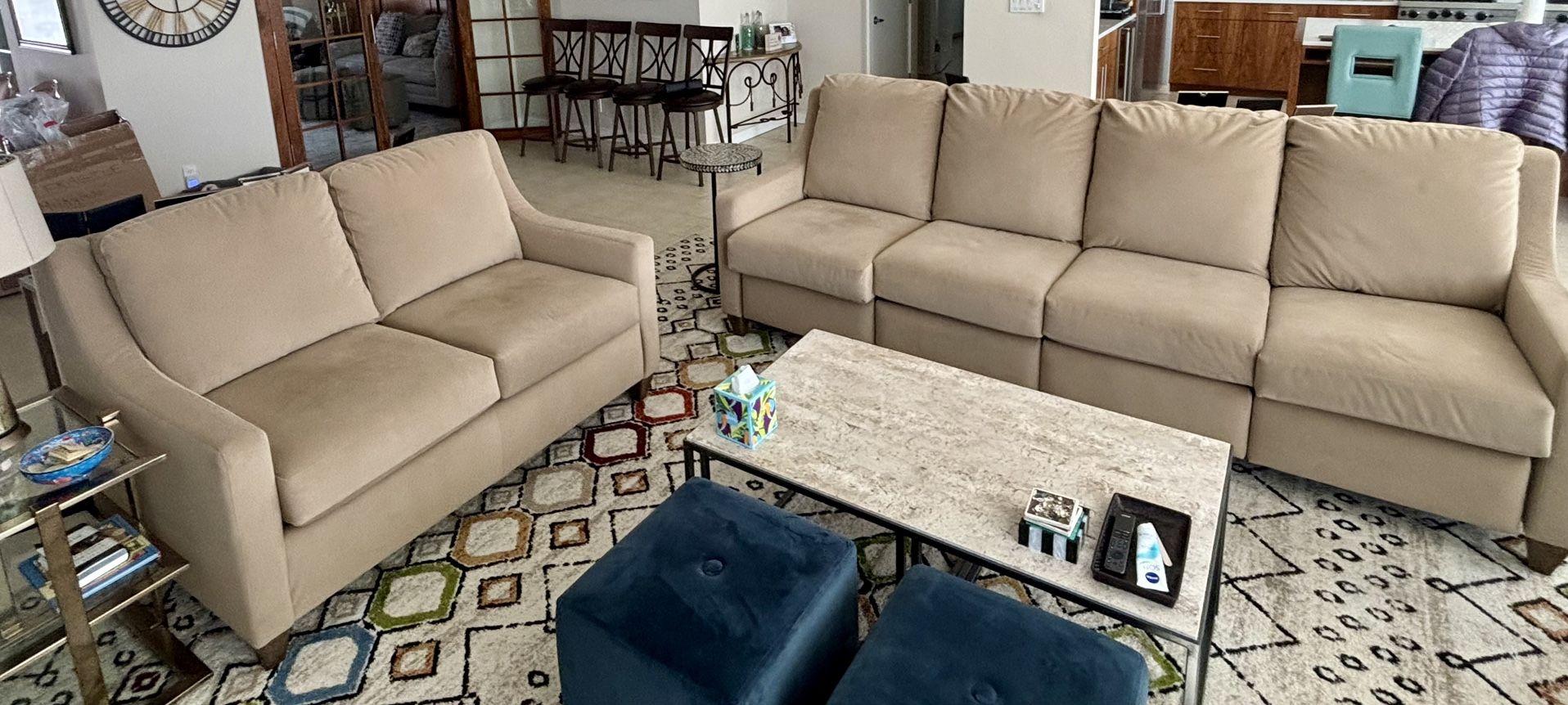 Bassett Furniture Large Sofa & Love Seat - Like New - With Recliners