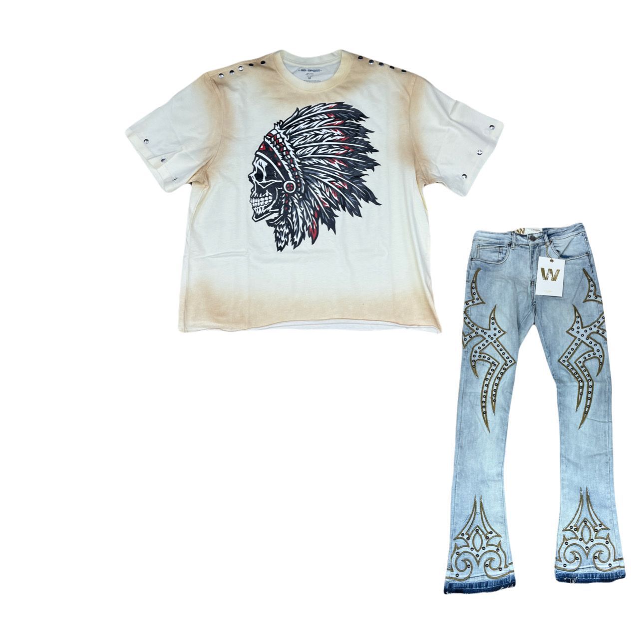 Men's shirt and jeans outfit