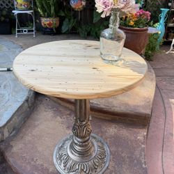 Cast Iron & Rustic Wood Accent Table