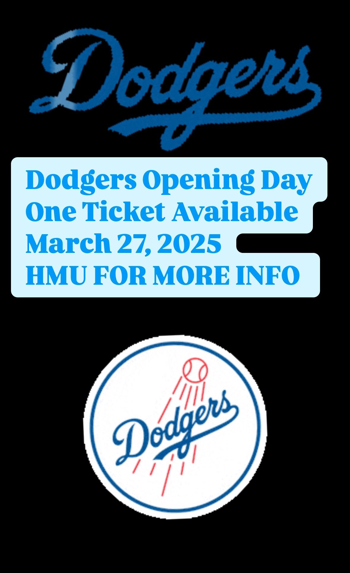 OPENING DAY DODGERS TICKET