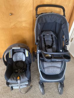 Carseat, base, and stroller