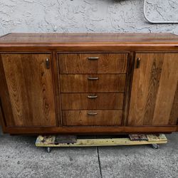 MCM Antique Credenza Sideboard Dresser 1890s Solid Wood 
