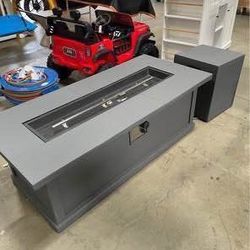 New Outdoor Propane Fire Pit Table with tank cover for Patio 56 Inch Concrete Fire Pit Table