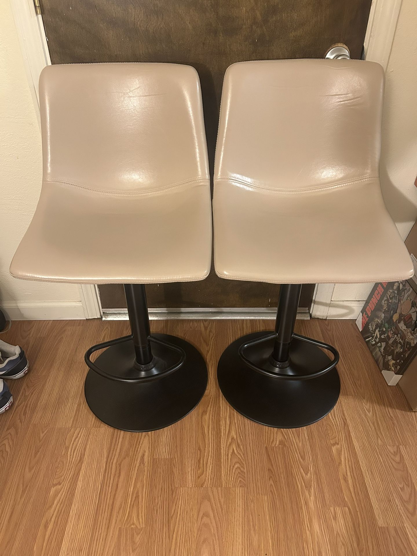 Set of 2 Beige Bar Stools