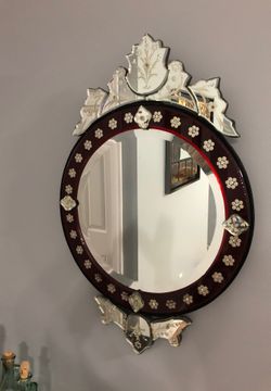 Beveled edge mirror red and clear accents