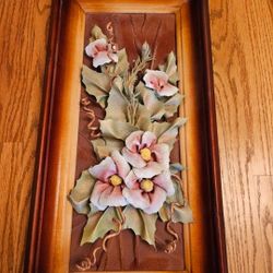 Geniune Leather Floral Wall Art