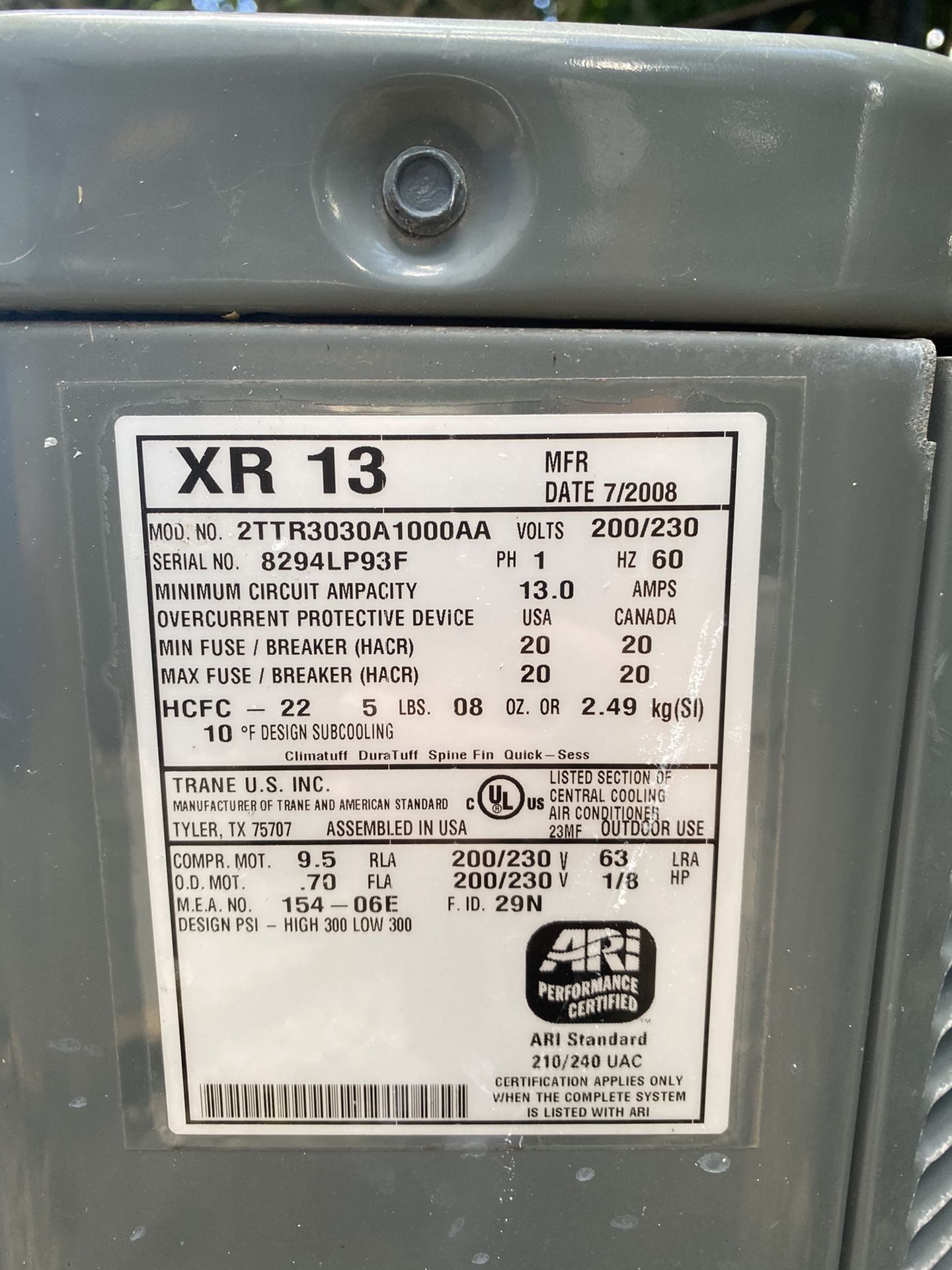 Trane air condenser good condition 3.5 ton