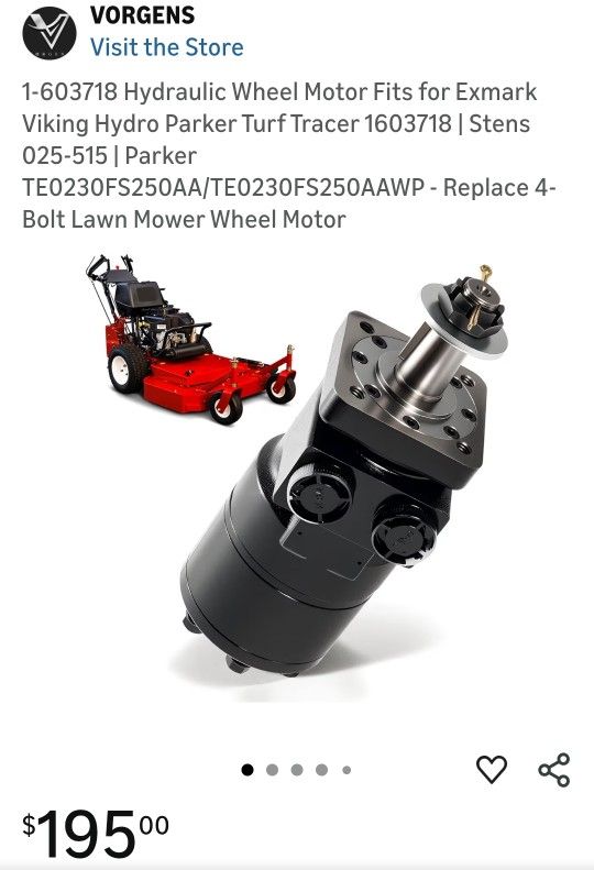 Hydraulic Wheel Motor For Exmark Viking Hydro Turf Tracer Walk Behind Mower