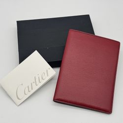 CARTIER RED GOATSKIN LEATHER PASSPORT CARD HOLDER WALLET NEW 100% GENUINE ~$600