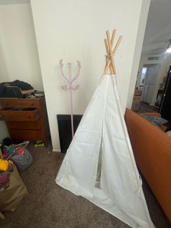 Butterfly Coat Rack and Play Teepee Kids Clean Toddler Fun Pink White