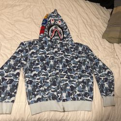 bape hoodie blue small