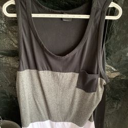 Men’s Multicolored Striped Tank Shirt Size XL, Has Front Pocket