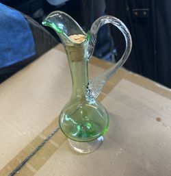 vintage Villeroy & Boch green glass pitcher or decanter