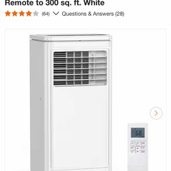 COWSAR 10,000 BTU (6,000 BTU DOE) 115-Volt Quiet 55 dB Portable Air Conditioner Dehumidifier and Remote to 300 sq. ft. White