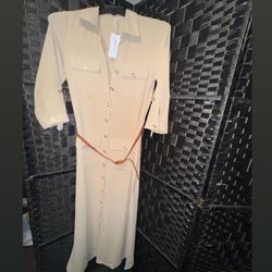 Brand New Size (Medium) Button Up Tan Dress 