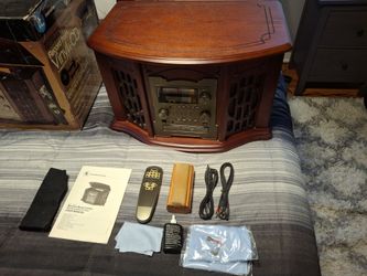 Wooden Music Center, CD, Cassette player, AM/FM, Record player